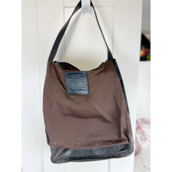 Vintage Coach 9466 Black Cowhide Leather Tote Shoulder Bag Whipstitch - Picture 8 of 10